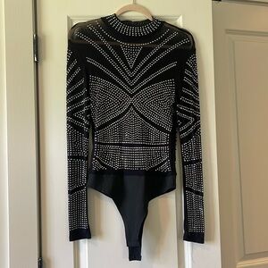 Boutique Western Style Bedazzled Sheer Top: Medium